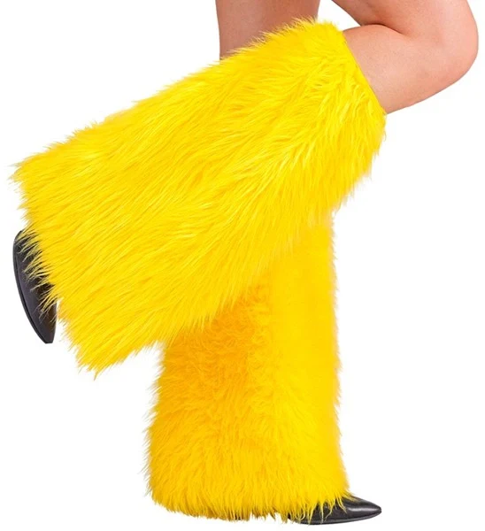 Beenwarmers pluche geel Roos