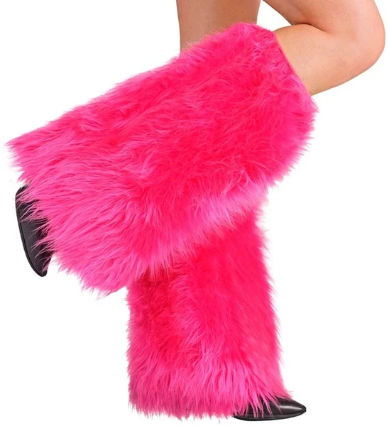 Beenwarmers pluche neon roze Julia