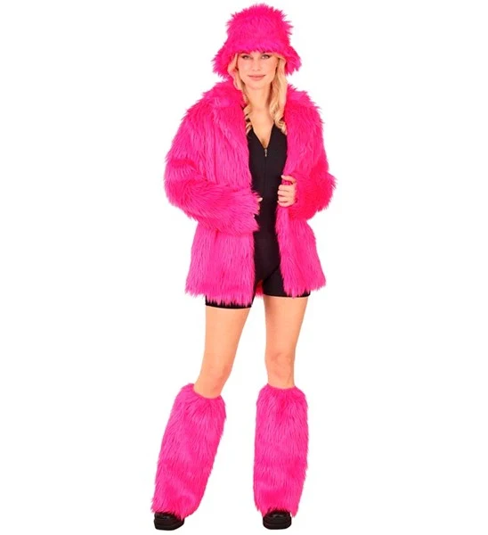 Beenwarmers pluche neon roze Julia - Image 2