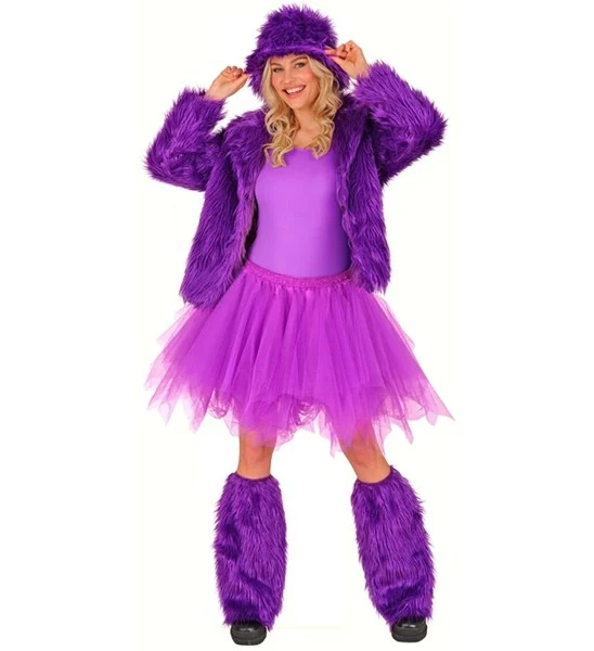 Beenwarmers pluche paars Roos - Image 3