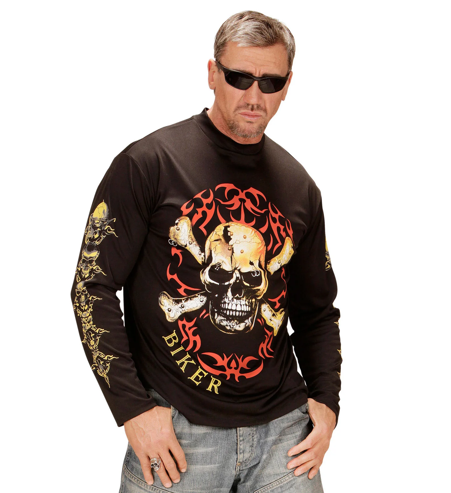 Biker shirt met schedel en botten - Image 2