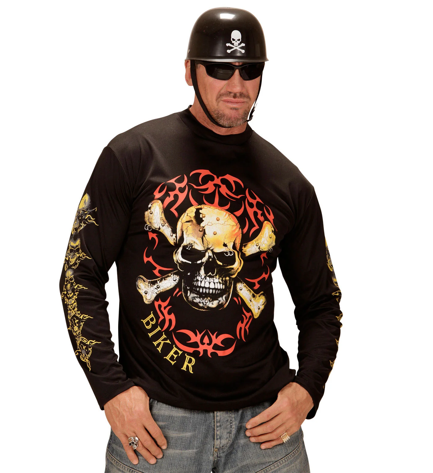 Biker shirt met schedel en botten - Image 3
