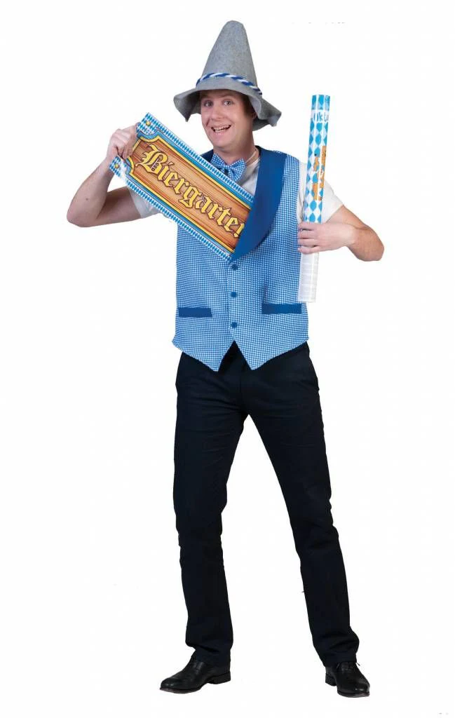 Oktoberfest gillet heren blauw wit - Image 2