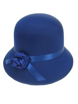 Bolhoed met roosje blauw