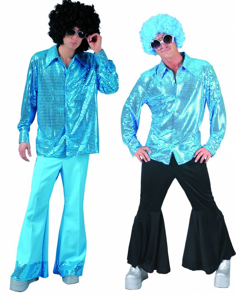 Blauwe glitter overhemd heren - Image 2