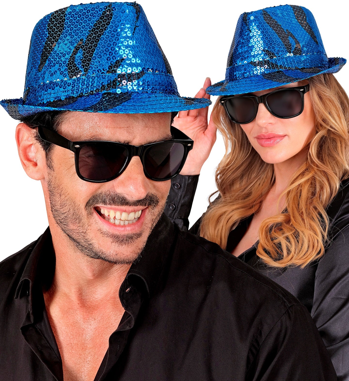 Fedora pailletten blauwe golf - Image 4