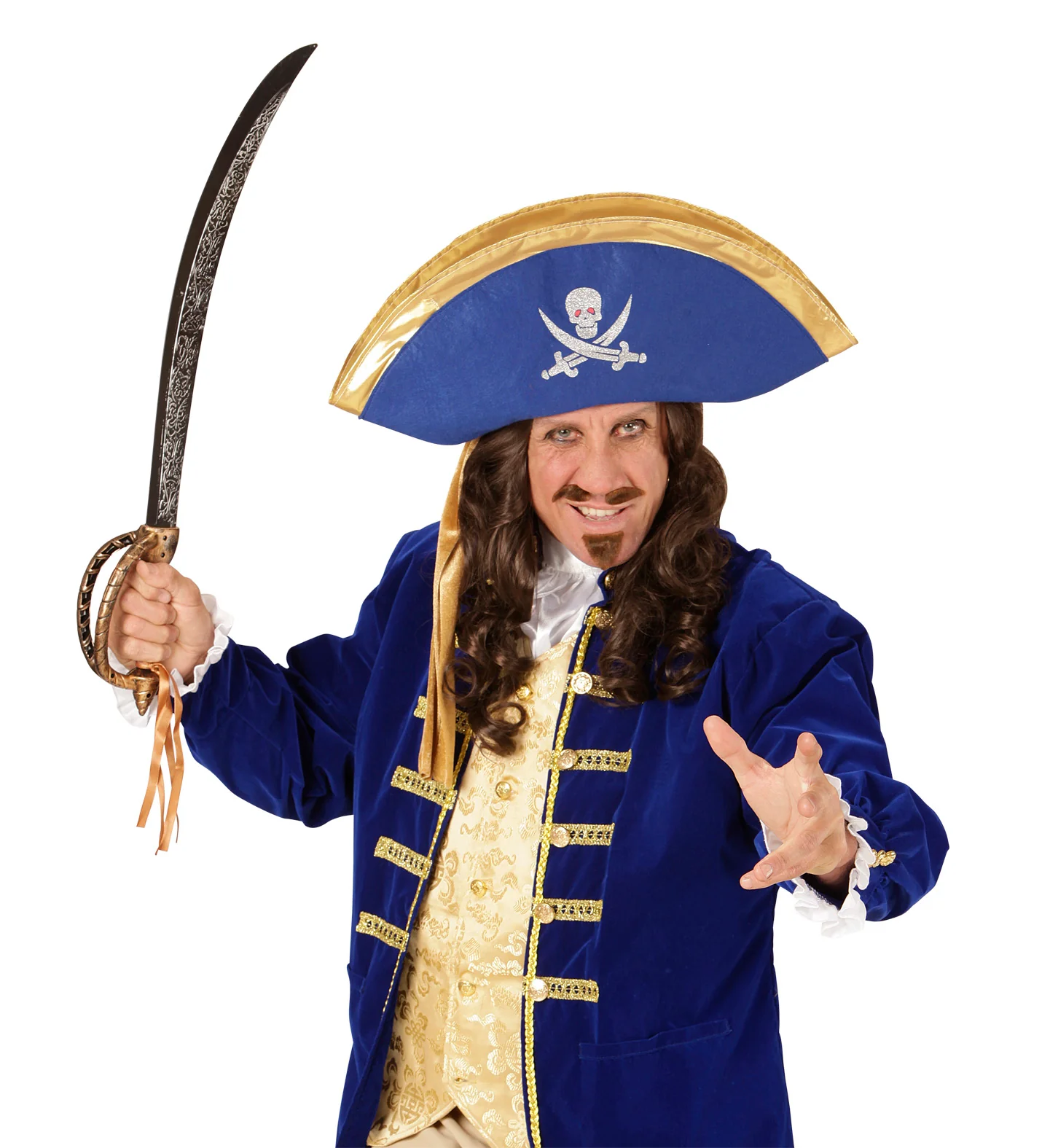 Blauwe piraten tricorn hoed - Image 3