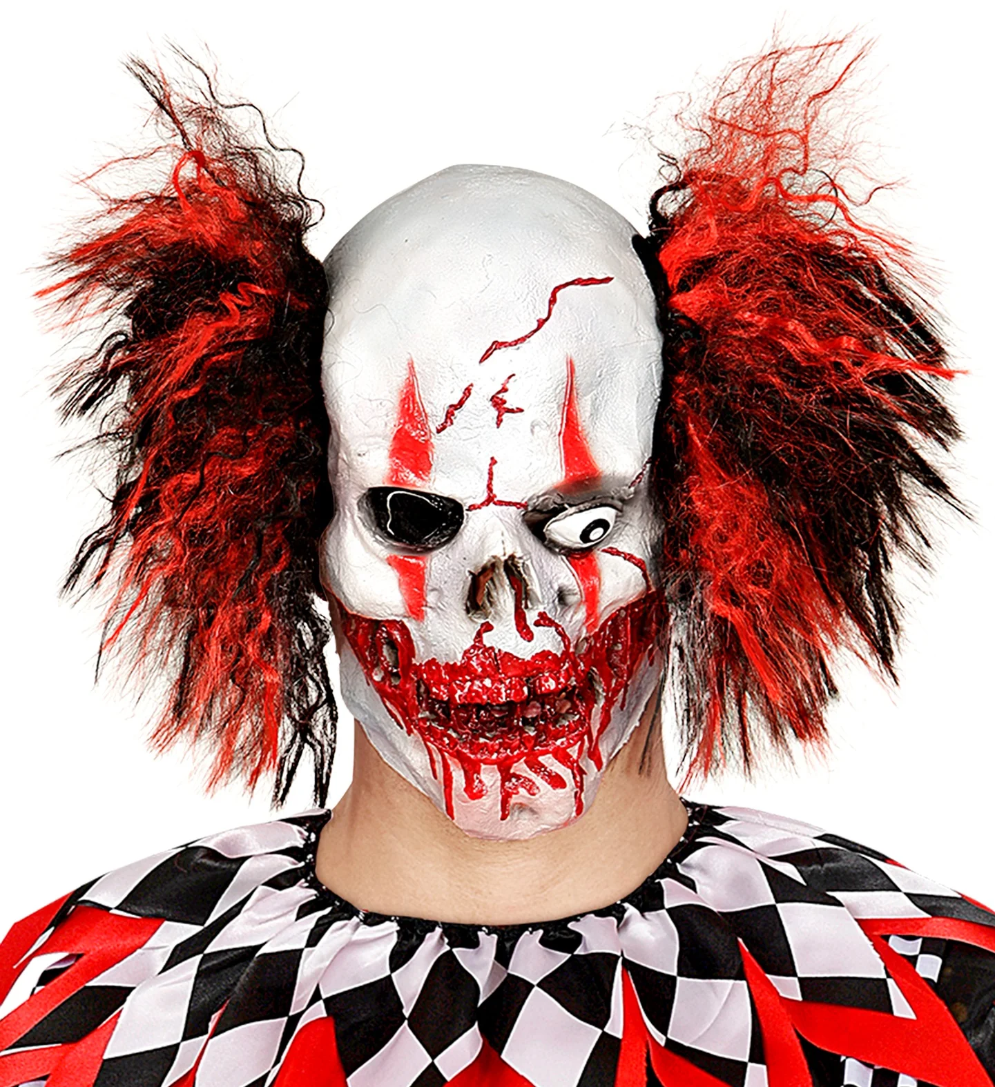 Horror clown masker rood zwart - Image 3