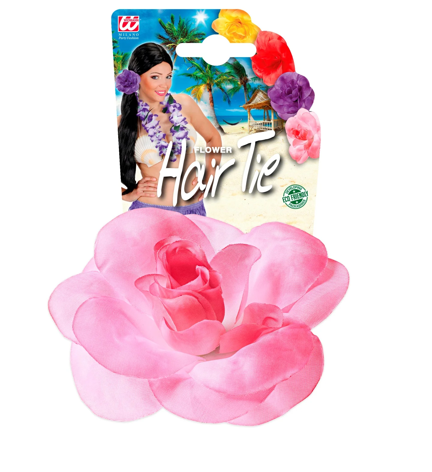 Haarbloem roze met elastiek - Image 5