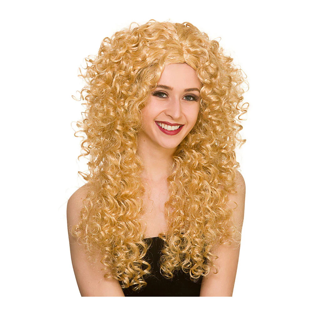 Blonde lange pruik met krullen