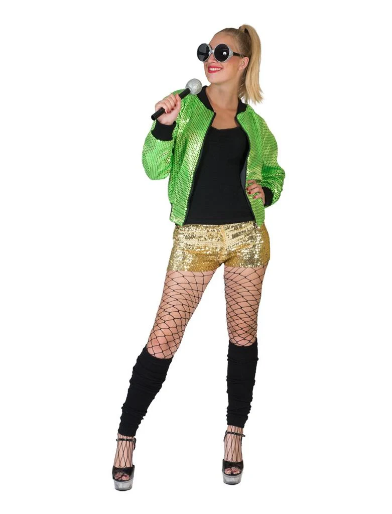 Bomber jas met pailletten in groen