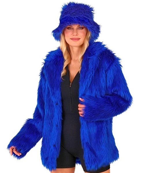 Bontjas pluche blauw kostuum Mees - Image 4