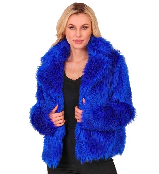 Bontjas pluche dames blauw kostuum Lara - Image 2