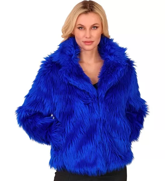Bontjas pluche dames blauw kostuum Lara - Image 3