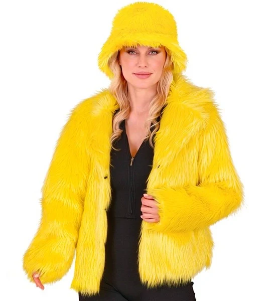 Bontjas pluche dames geel kostuum Luuk - Image 3