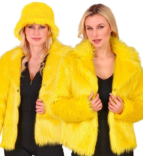 Bontjas pluche dames geel kostuum Luuk - Image 4