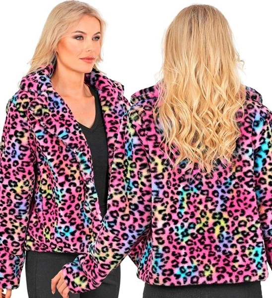 Bontjas pluche dames luipaard multi kostuum Niek - Image 3