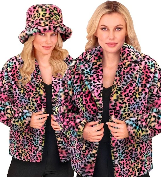 Bontjas pluche dames luipaard multi kostuum Niek - Image 5