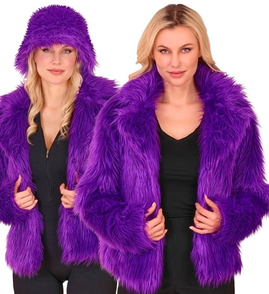 Bontjas pluche dames paars kostuum Lara - Image 5