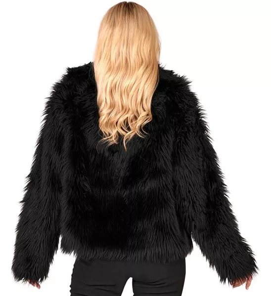 Bontjas pluche dames zwart kostuum Sanne - Image 2