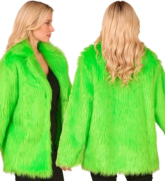 Bontjas pluche neon groen kostuum Olivia - Image 2