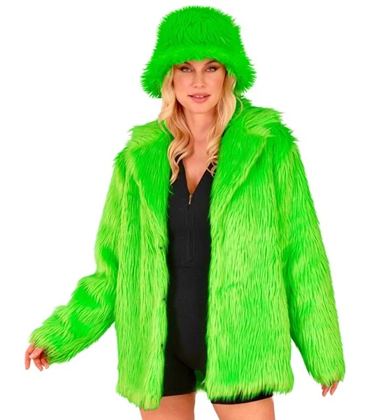 Bontjas pluche neon groen kostuum Olivia - Image 4