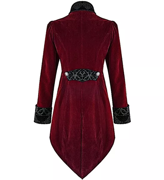 Bordeaux fluwelen gothic jas heren kostuum Timo - Image 3