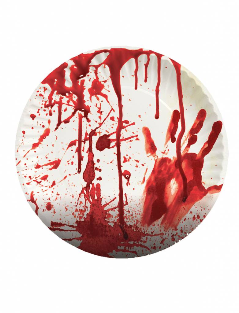 Bordjes met bloedspetters voor Halloween