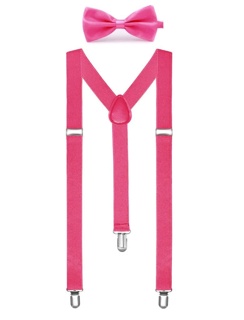 Bretellen met vlinderdas roze