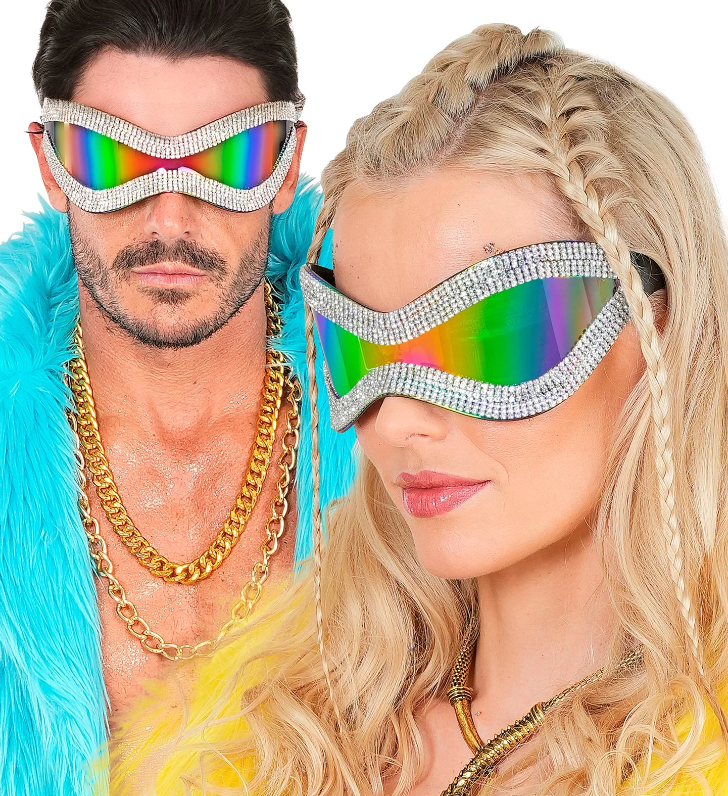 Bril oversized met strass en paars glas - Image 2