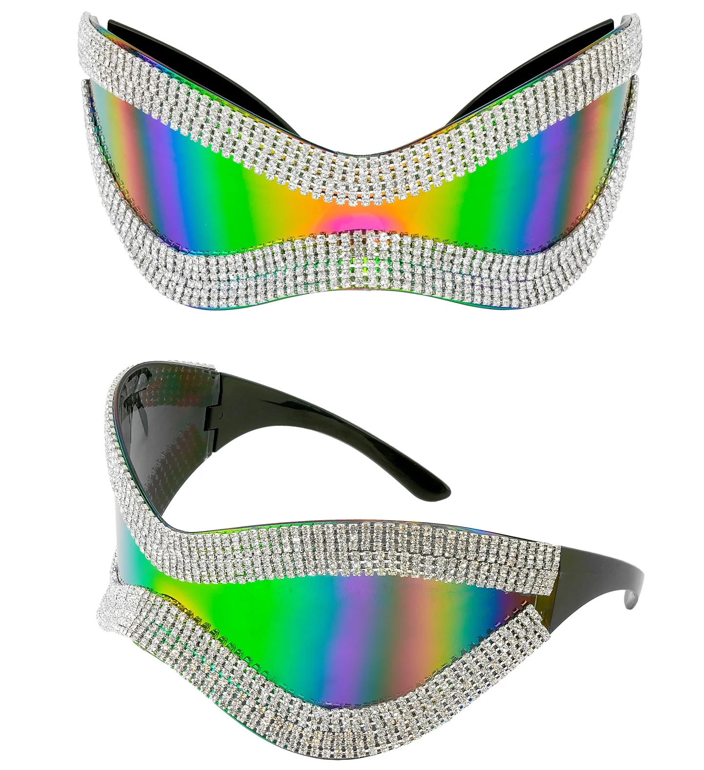 Bril oversized met strass en paars glas - Image 3