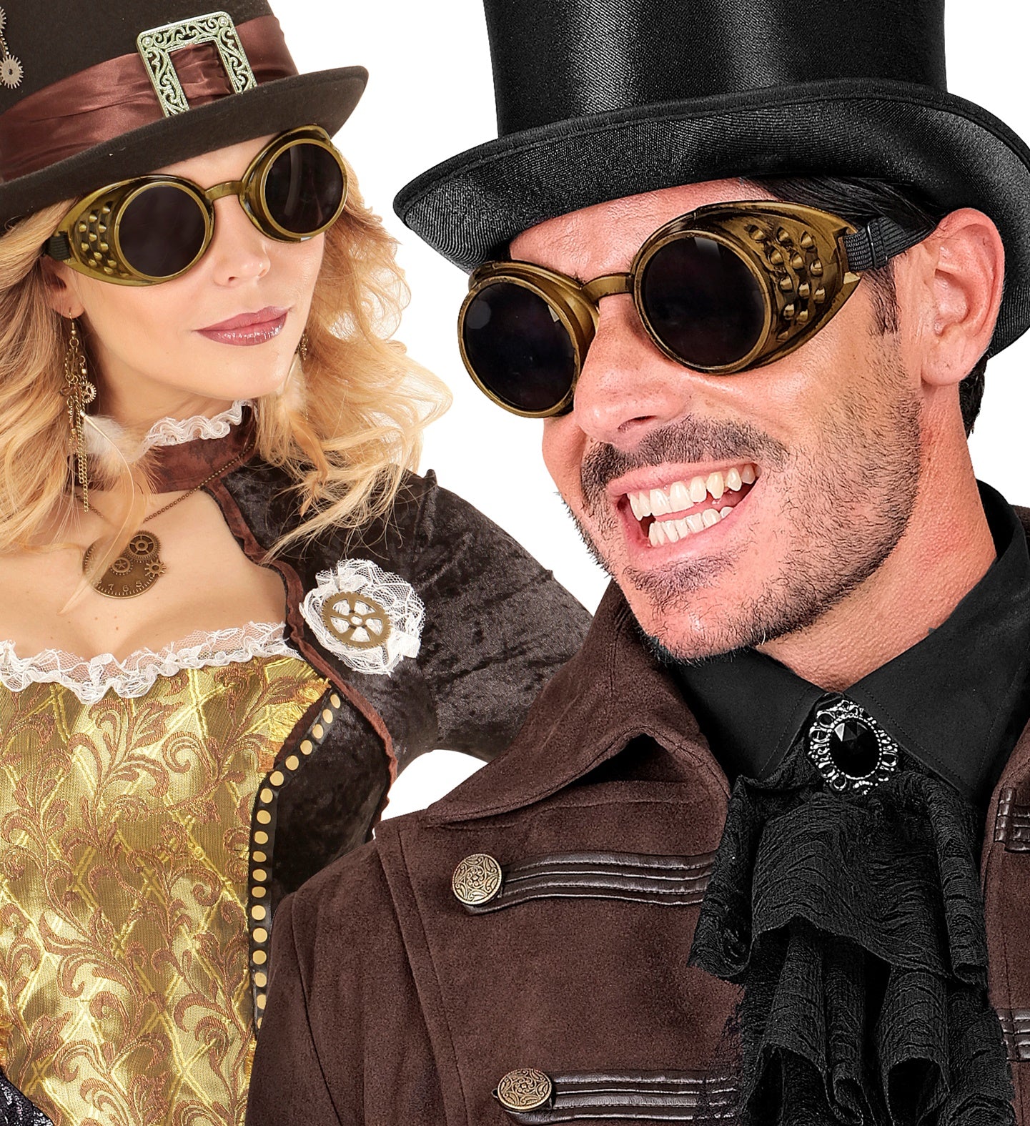 Bronze steampunk stof bril - Image 5