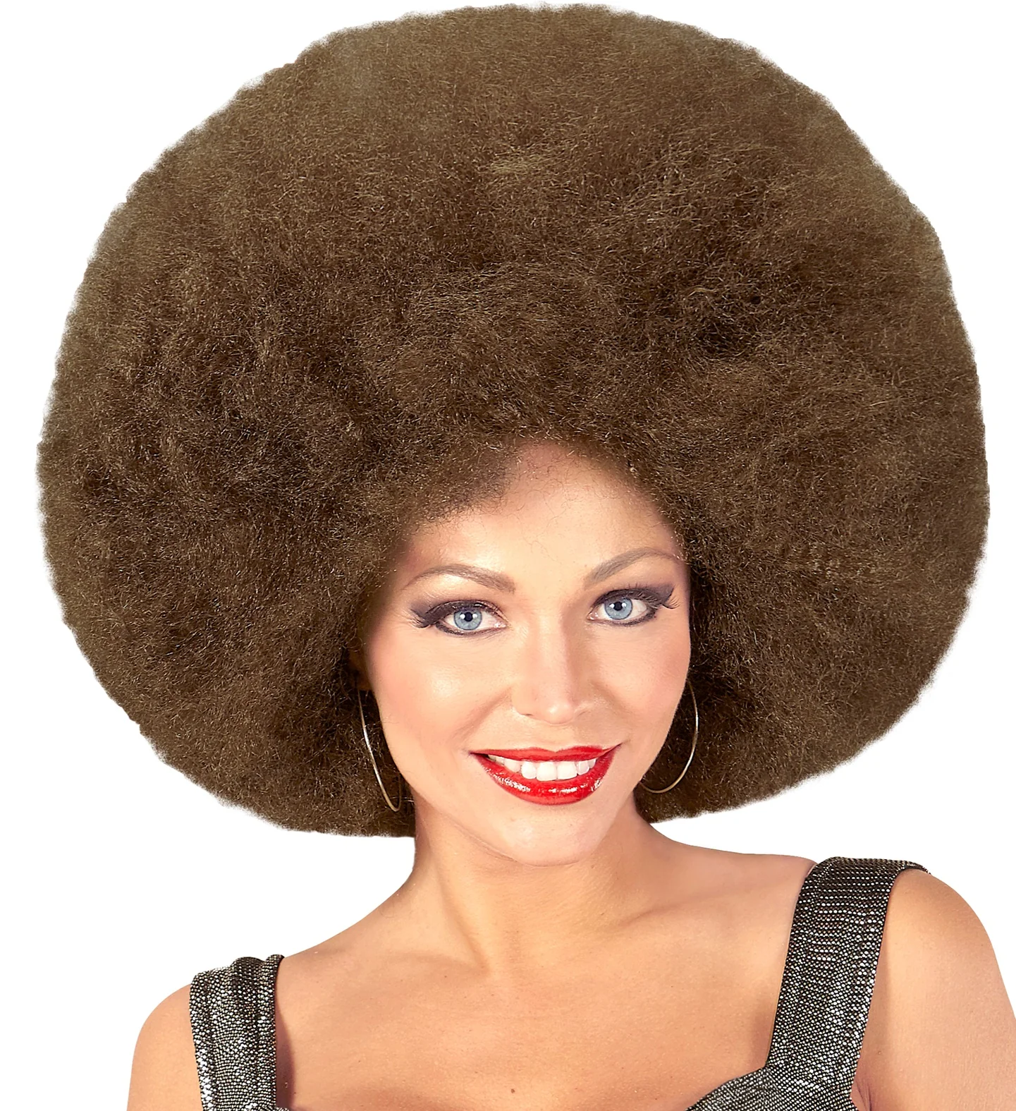 Bruine afro pruik