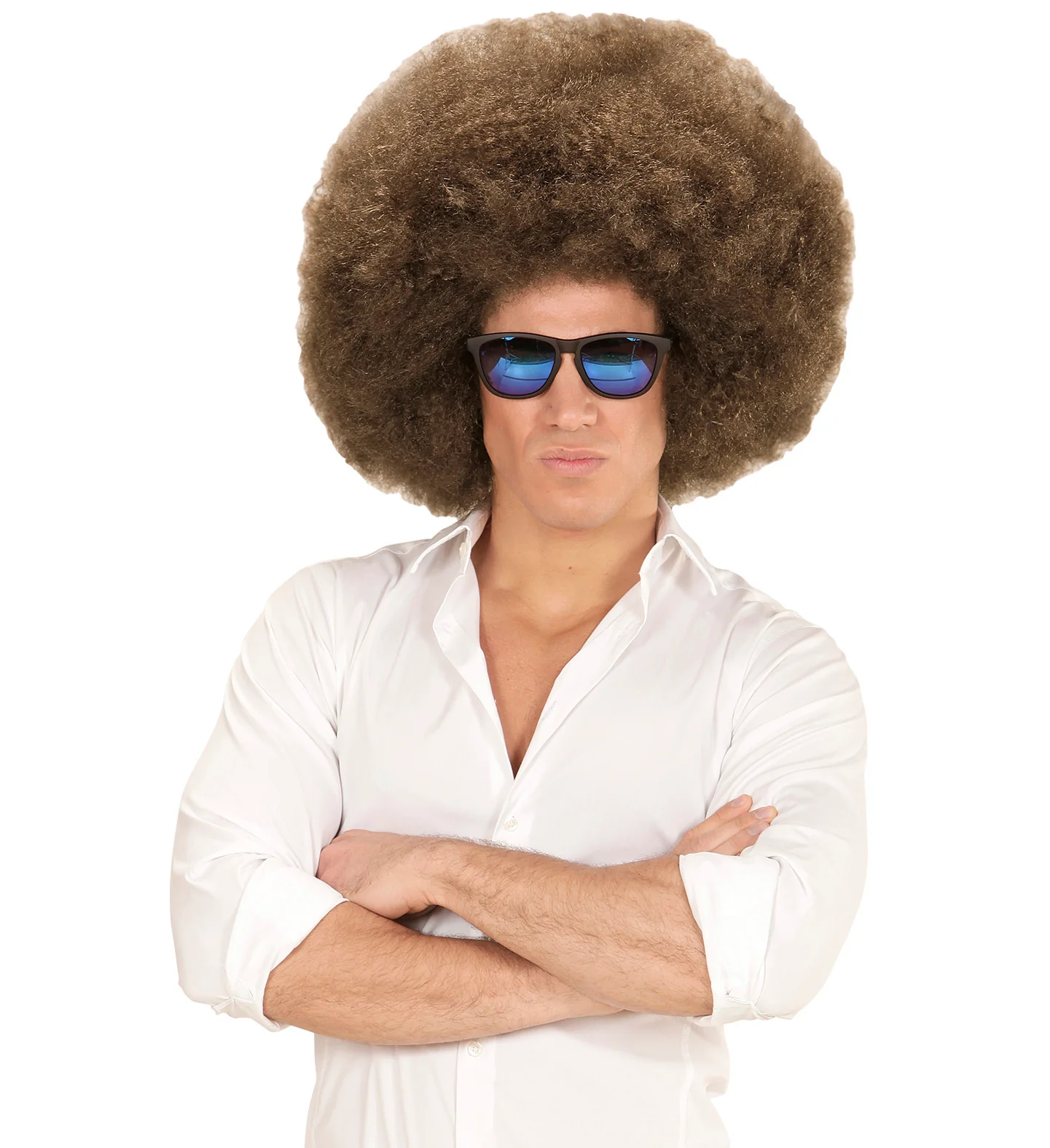 Bruine afro pruik - Image 4