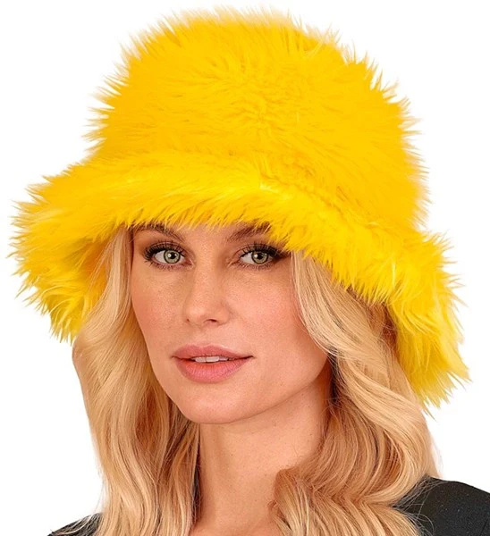 Bucket hat pluche geel Evi - Image 2