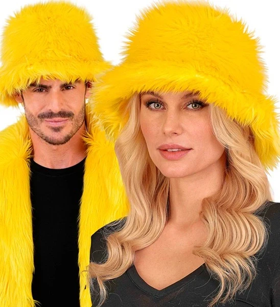 Bucket hat pluche geel Evi - Image 5