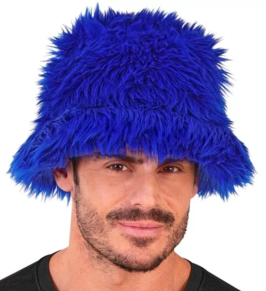 Bucket hat pluche koningsblauw Mats - Image 2
