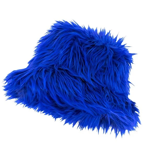 Bucket hat pluche koningsblauw Mats - Image 3