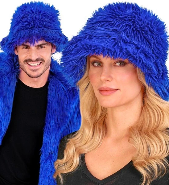 Bucket hat pluche koningsblauw Mats - Image 4