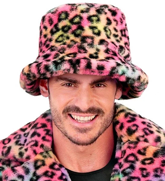 Bucket hat pluche luipaard multi Sanne - Image 2