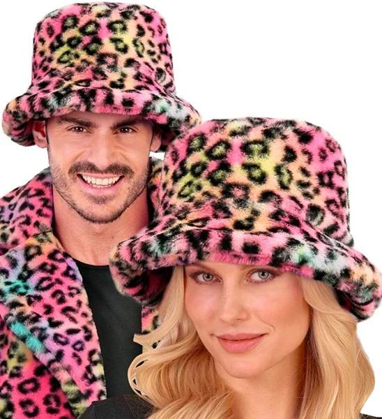 Bucket hat pluche luipaard multi Sanne - Image 4