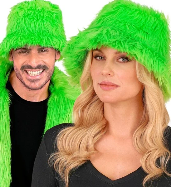 Bucket hat pluche neon groen Stijn - Image 5