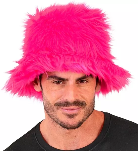 Bucket hat pluche neon roze Liv - Image 3
