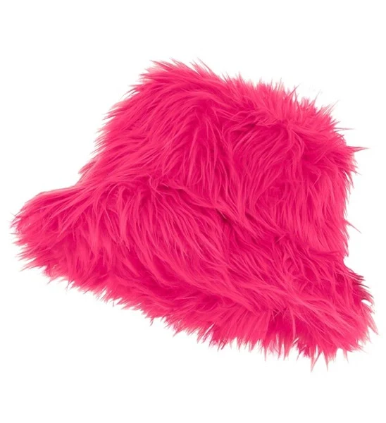 Bucket hat pluche neon roze Liv - Image 4