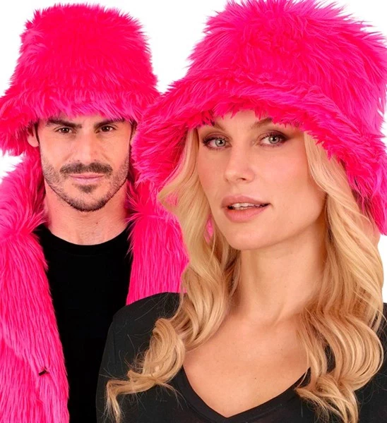 Bucket hat pluche neon roze Liv - Image 5