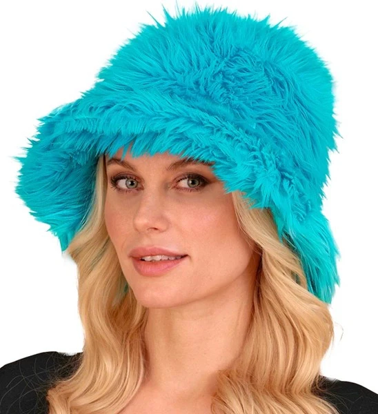 Bucket hat pluche turquoise Fleur - Image 2