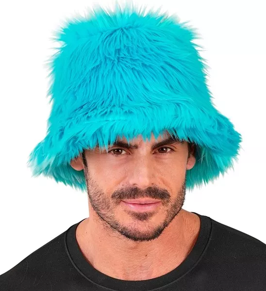 Bucket hat pluche turquoise Fleur - Image 3