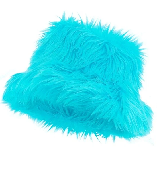Bucket hat pluche turquoise Fleur - Image 4