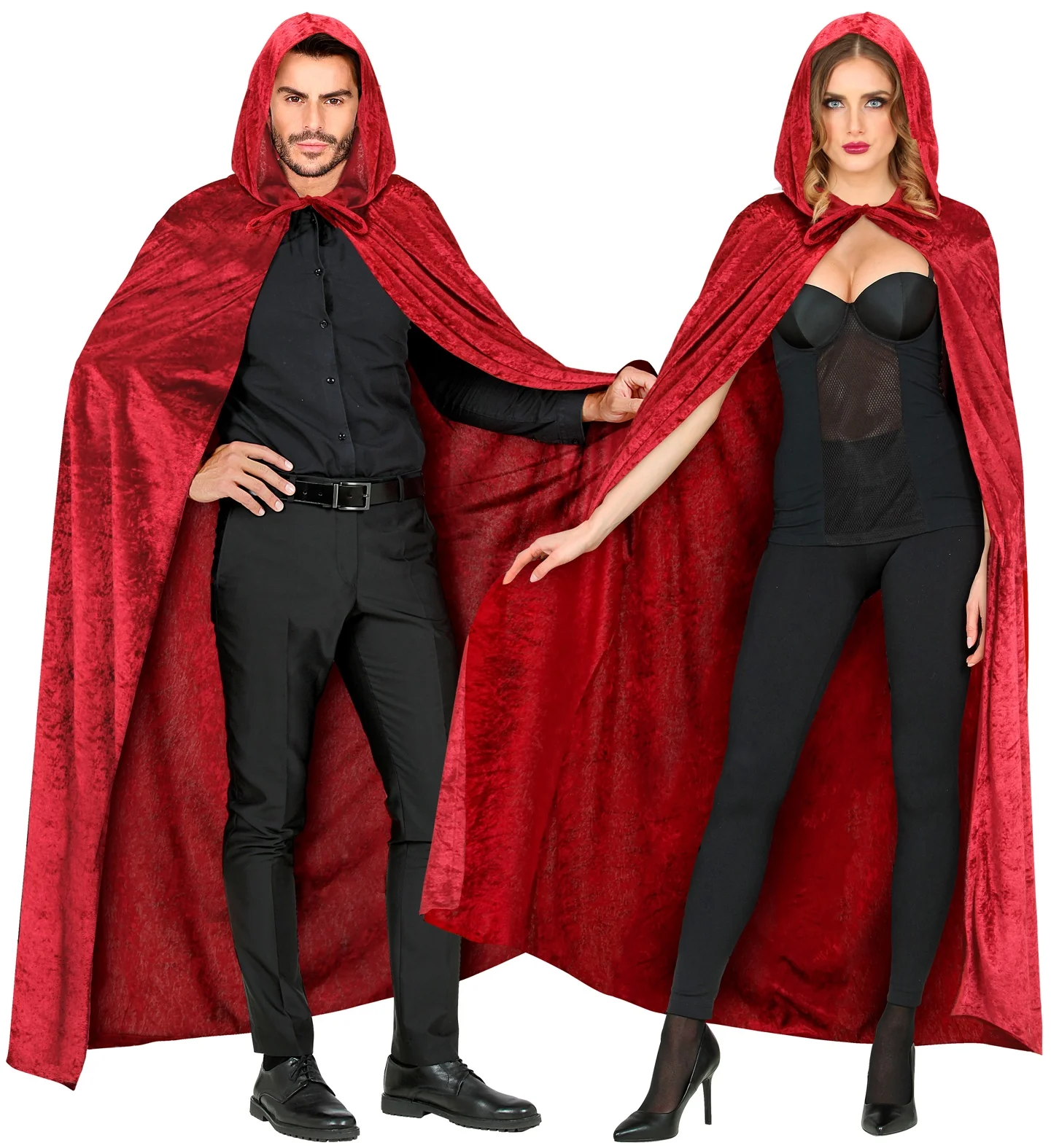 Cape rood / bordeaux met capuchon 150cm