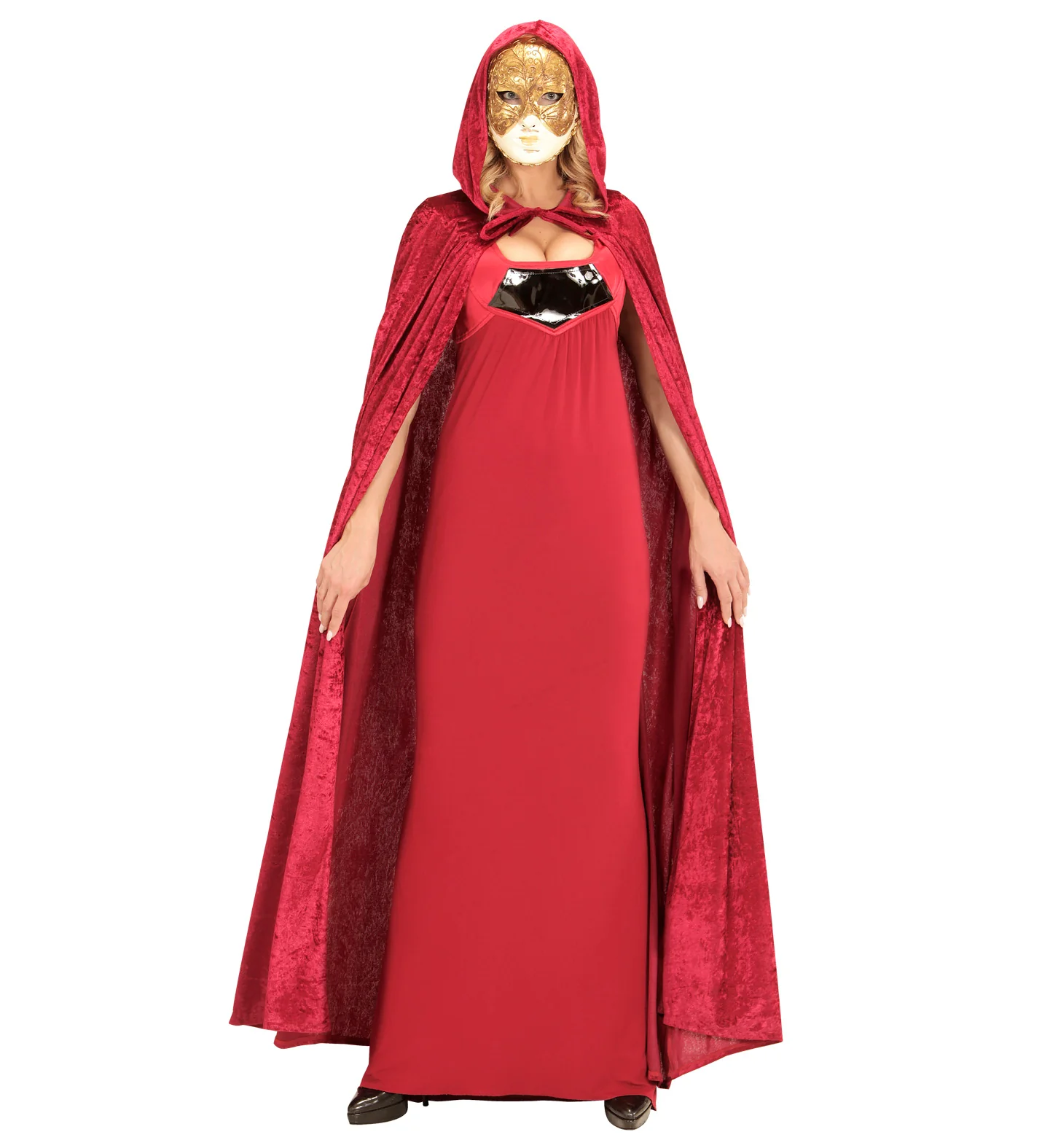 Cape rood / bordeaux met capuchon 150cm - Image 4